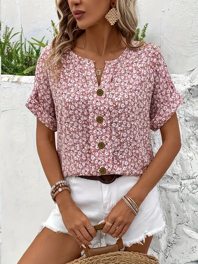 The Mirabelle - Floral Button Down Blouse