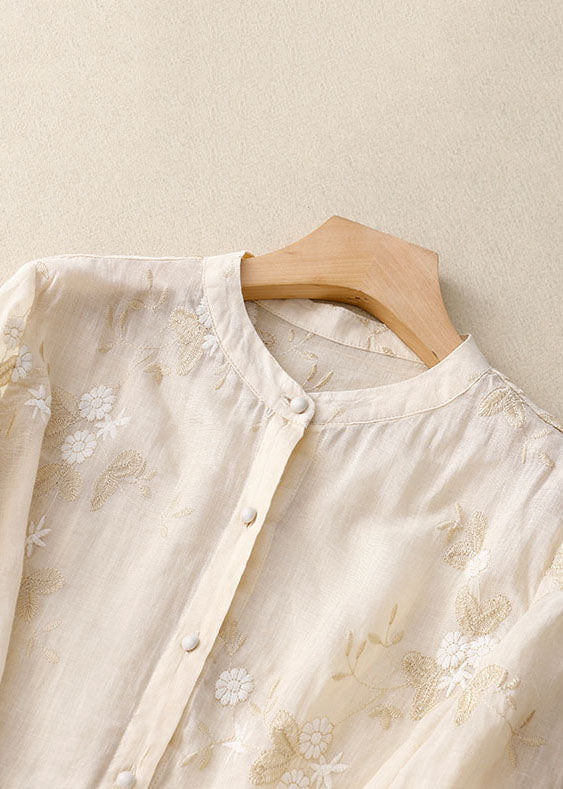 Elara™ |  Vintage Cotton Embroidered Blouse