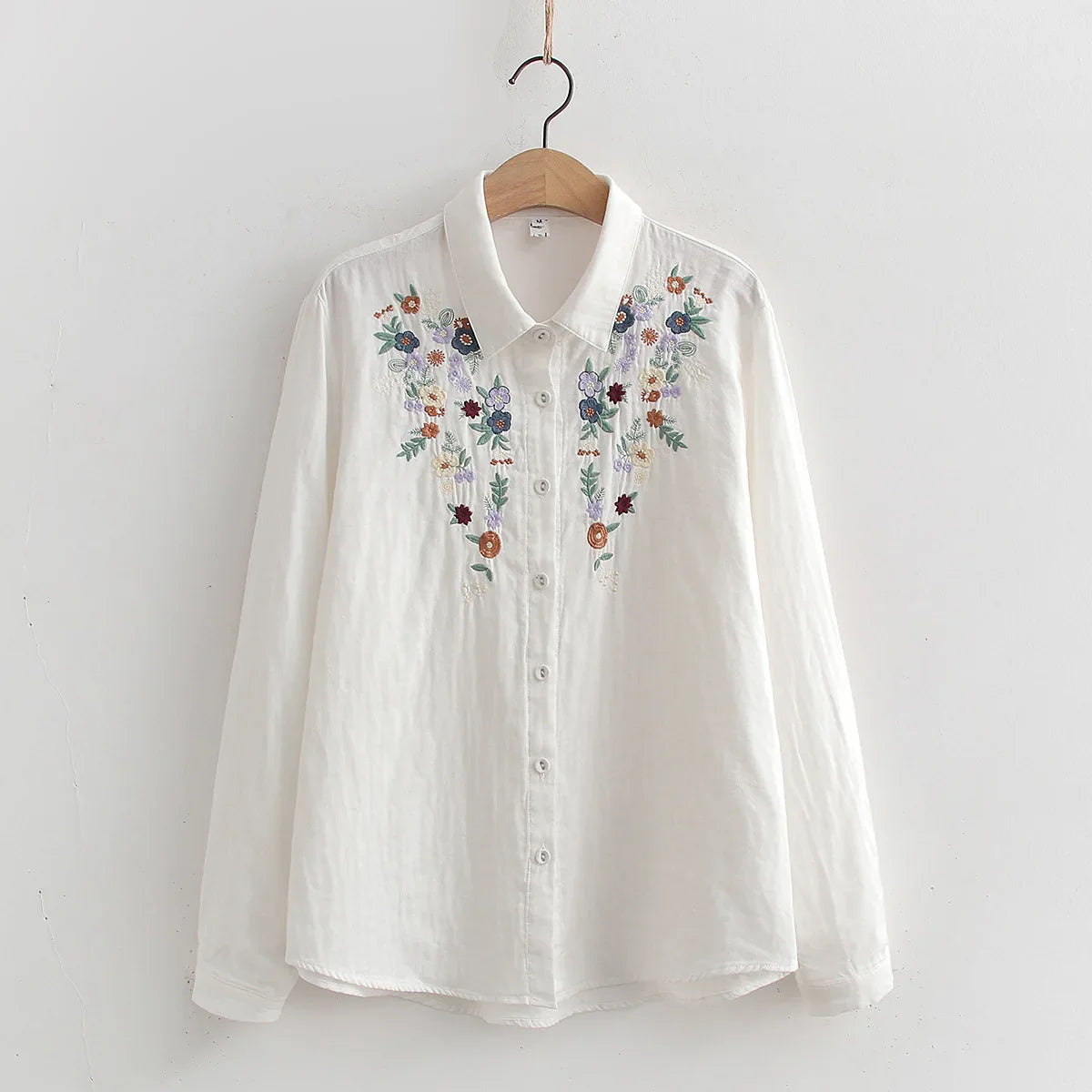 Adina™ | Embroidered Floral Button-Up Shirt