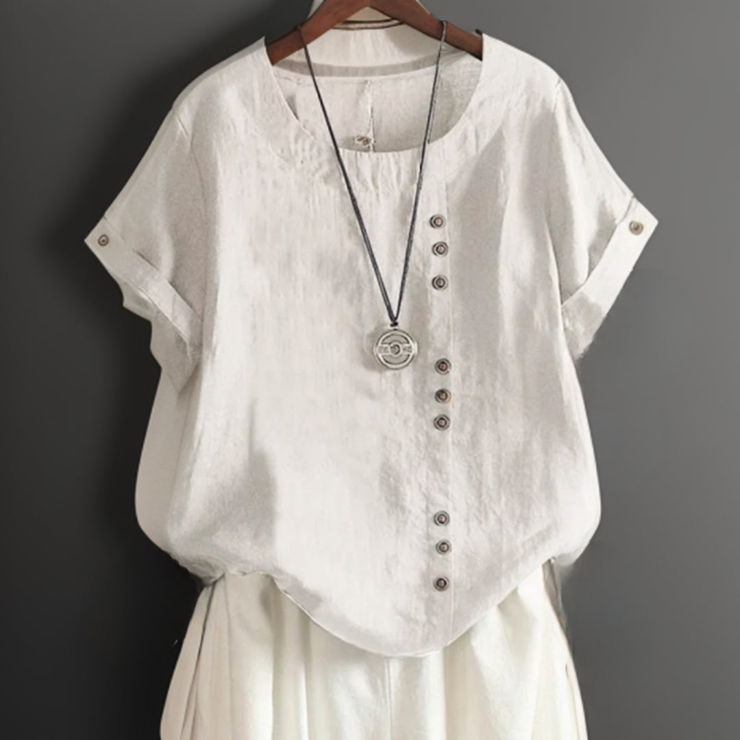 Yannie™ | Button Detail T-Shirt