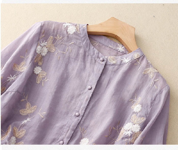 Elara™ |  Vintage Cotton Embroidered Blouse