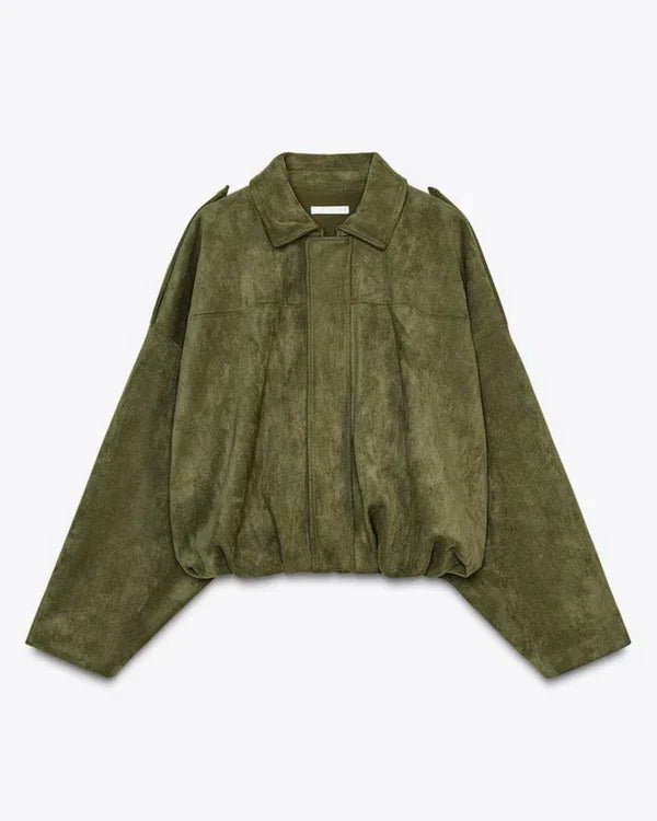 The Rachel™ - Stylish Faux-Suede Bomber Jacket