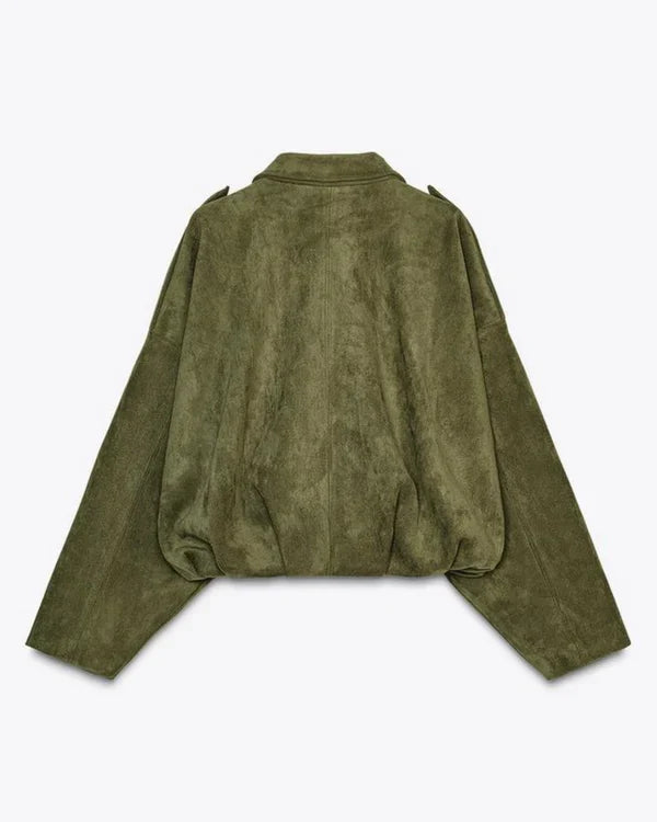 The Rachel™ - Stylish Faux-Suede Bomber Jacket