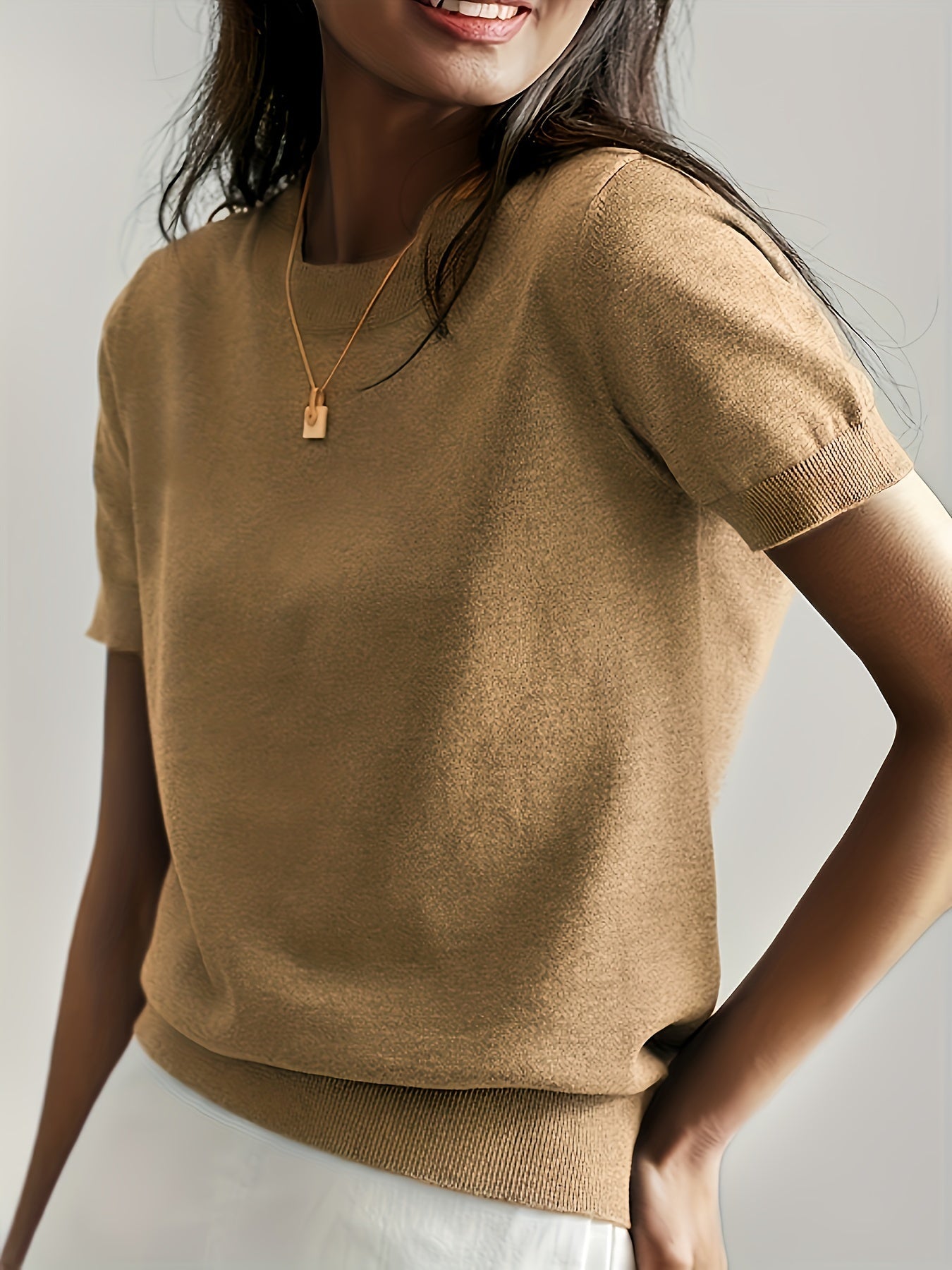 Cashmere | Short Sleeve Knit Top
