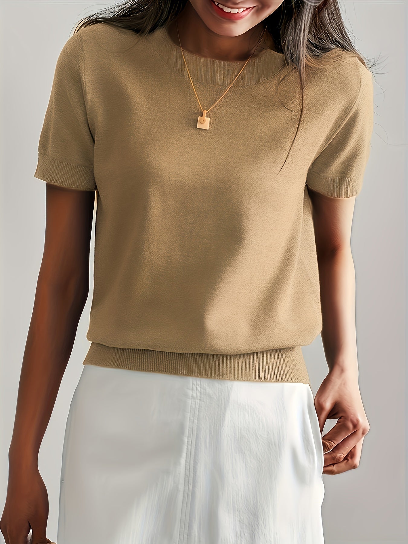 Cashmere | Short Sleeve Knit Top