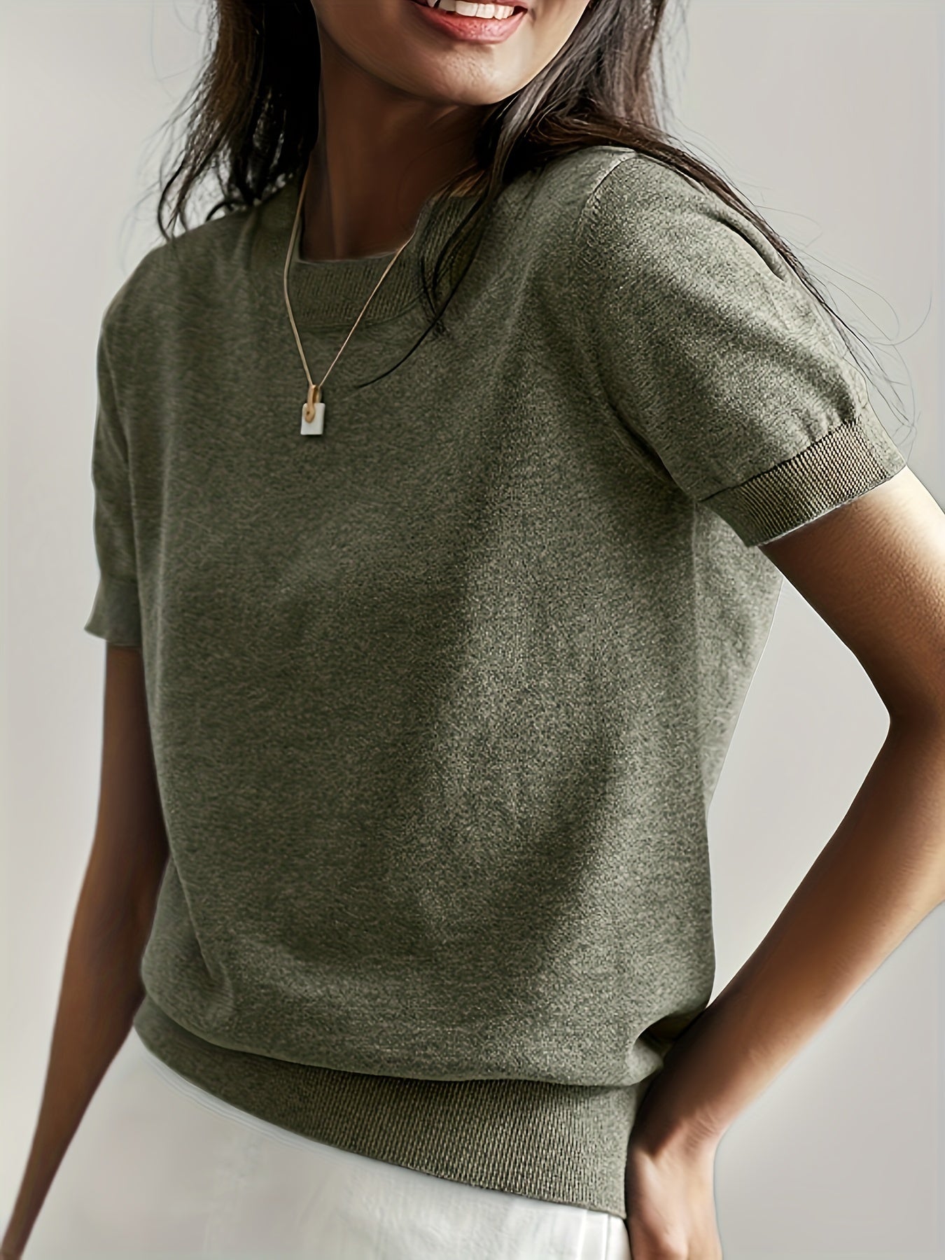 Cashmere | Short Sleeve Knit Top