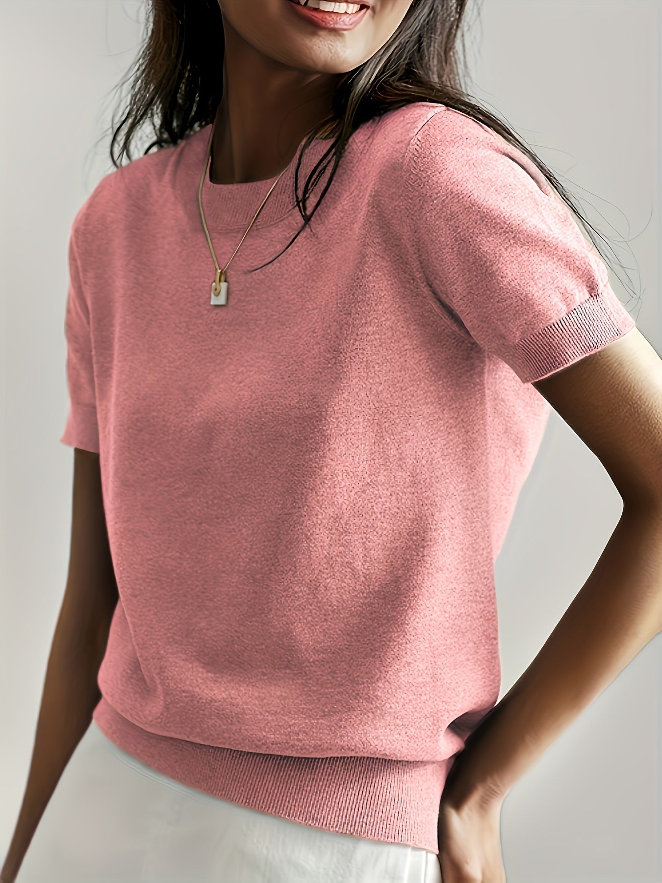 Cashmere | Short Sleeve Knit Top