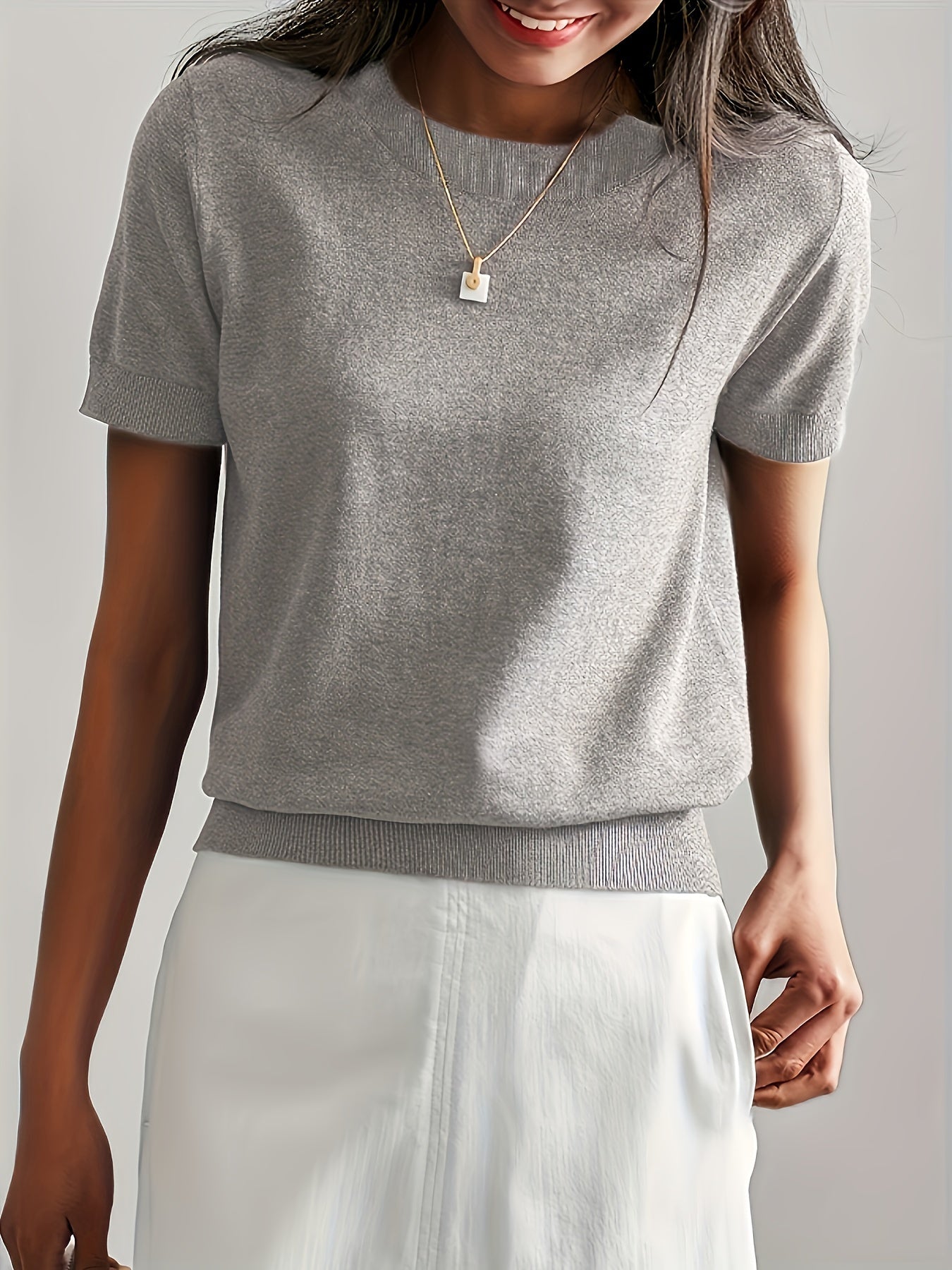 Cashmere | Short Sleeve Knit Top