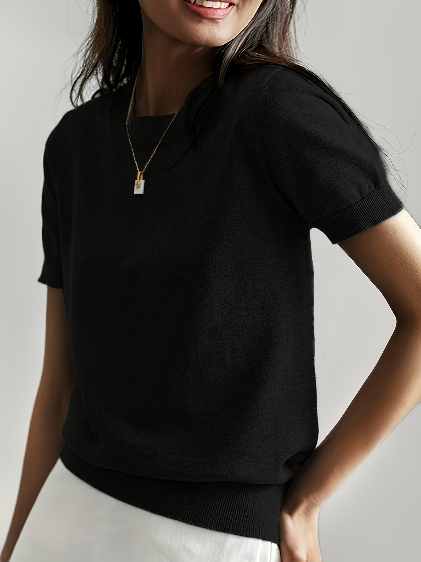 Cashmere | Short Sleeve Knit Top