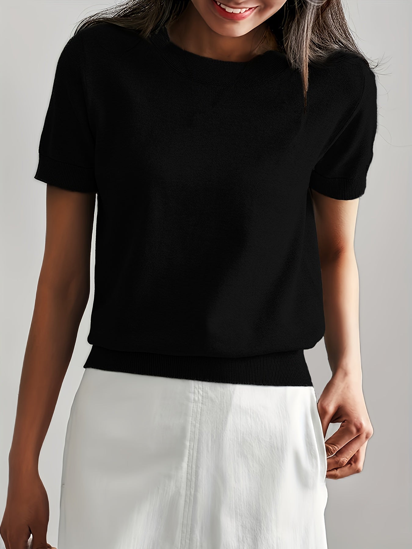 Cashmere | Short Sleeve Knit Top