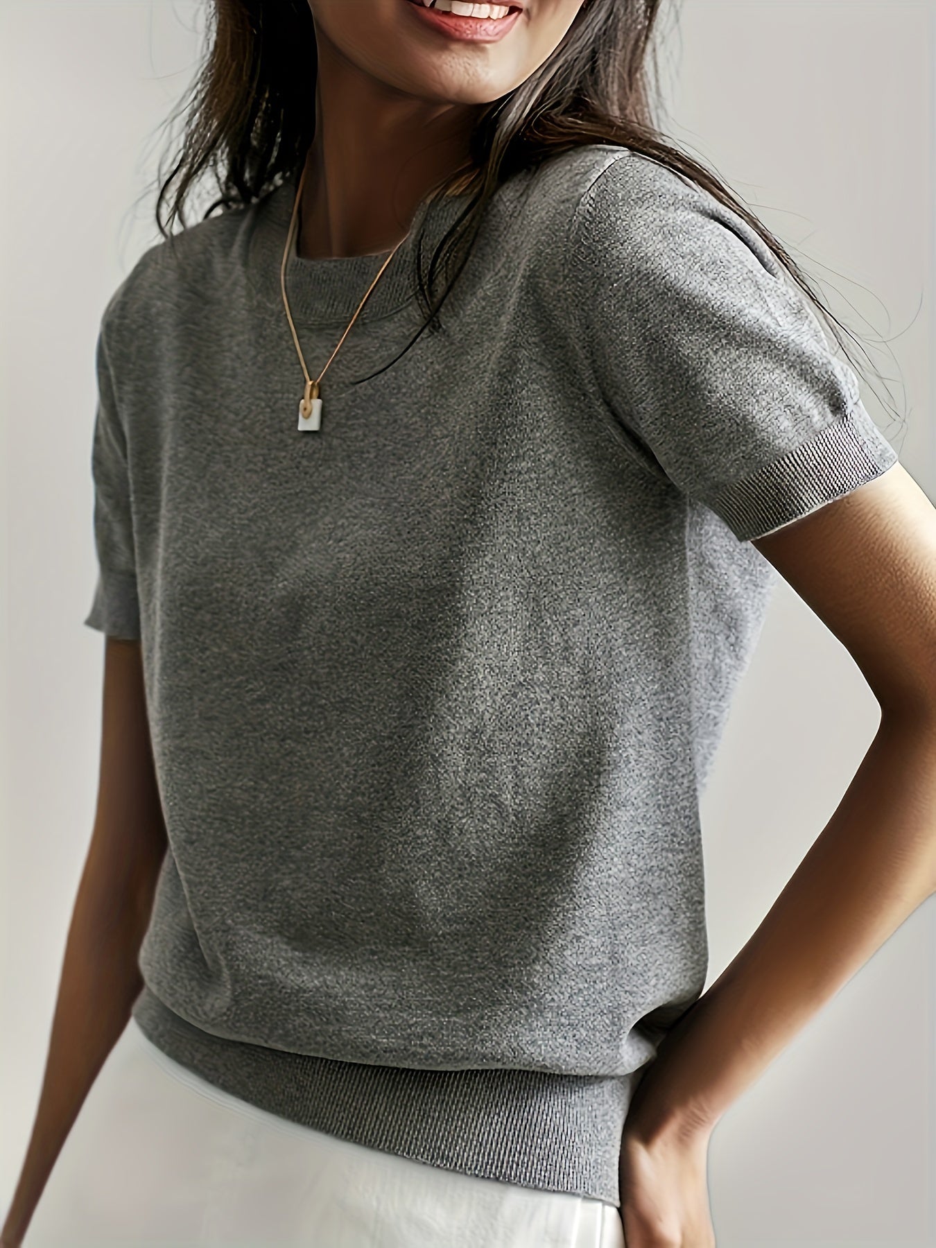 Cashmere | Short Sleeve Knit Top