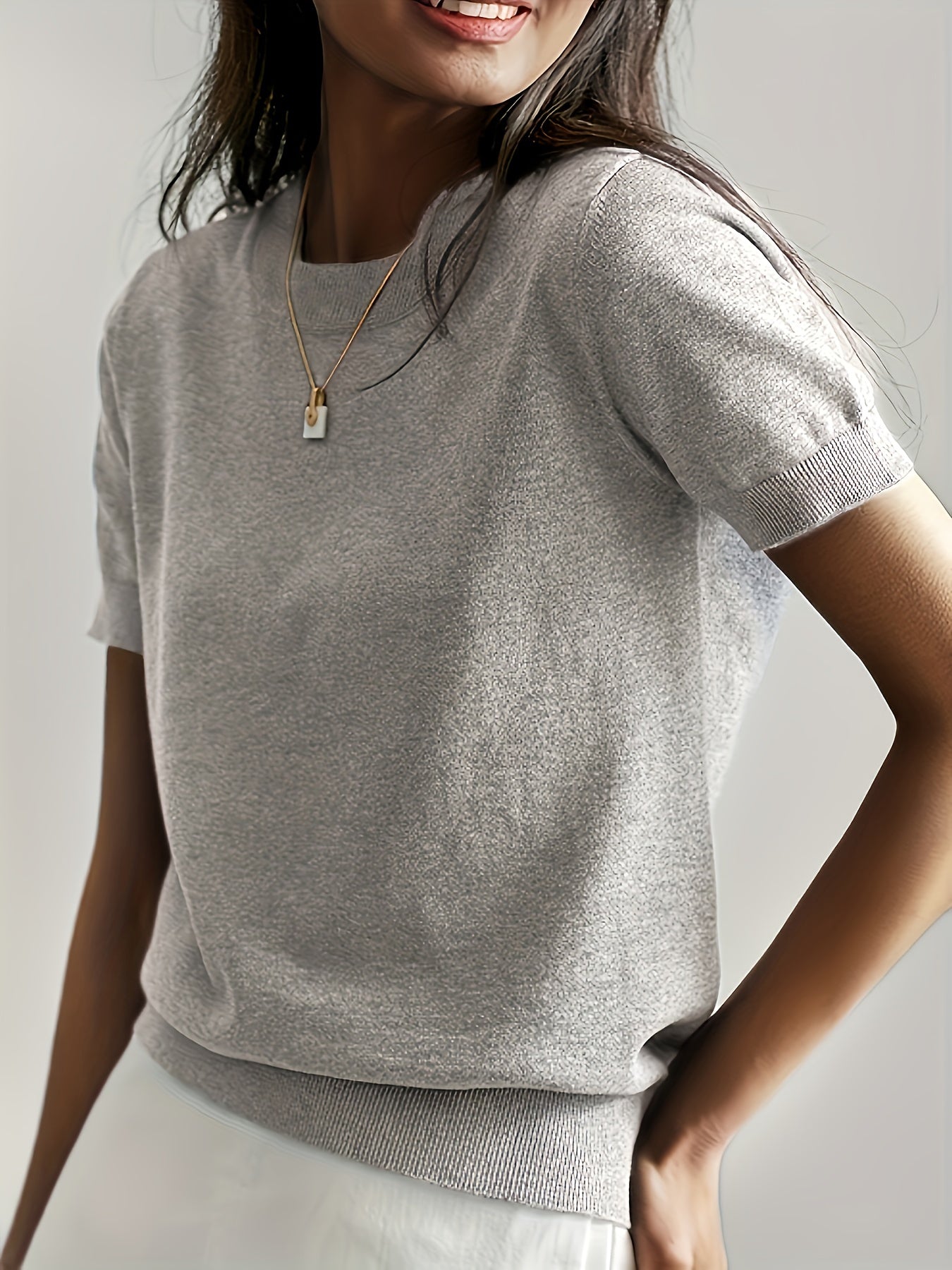 Cashmere | Short Sleeve Knit Top