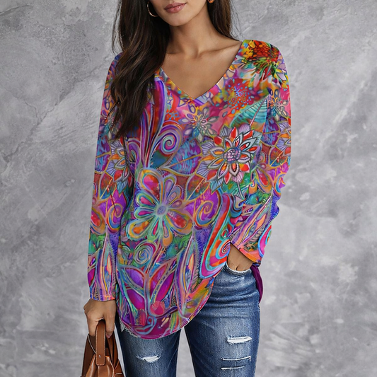 Koszulka z Vintage Kwiatowym Wzorem