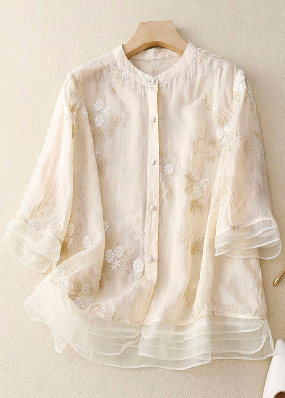 Elara™ |  Vintage Cotton Embroidered Blouse