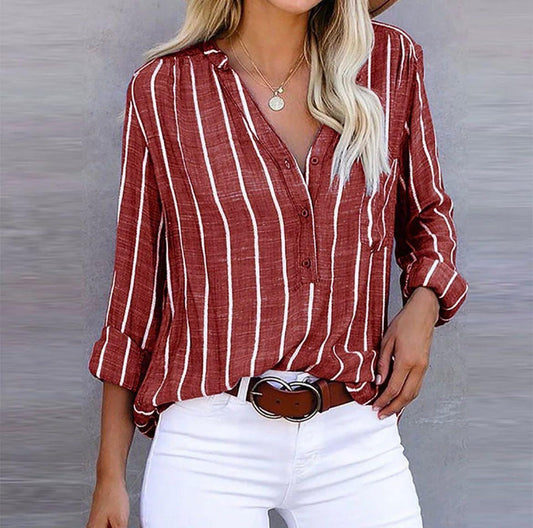 Zoey™ | Striped Casual Button-Up Blouse