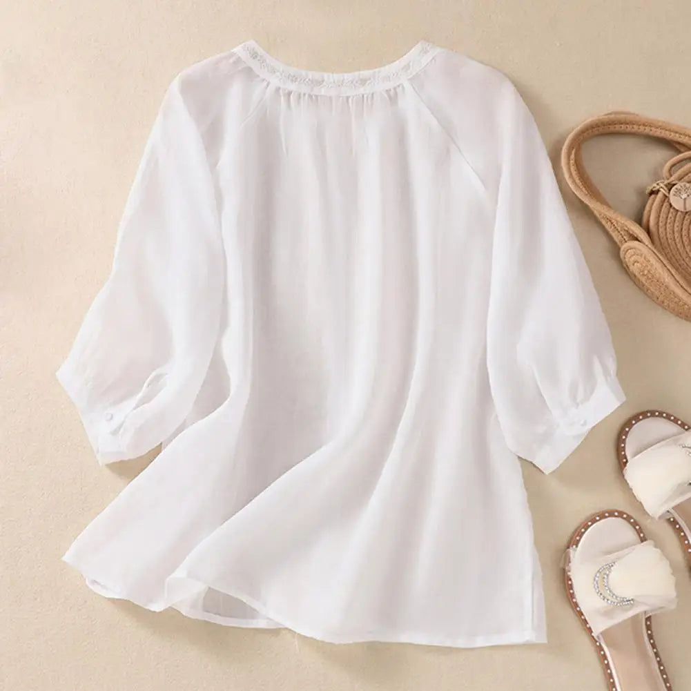 Rosalie™ | Embroidered Cotton Floral Blouse