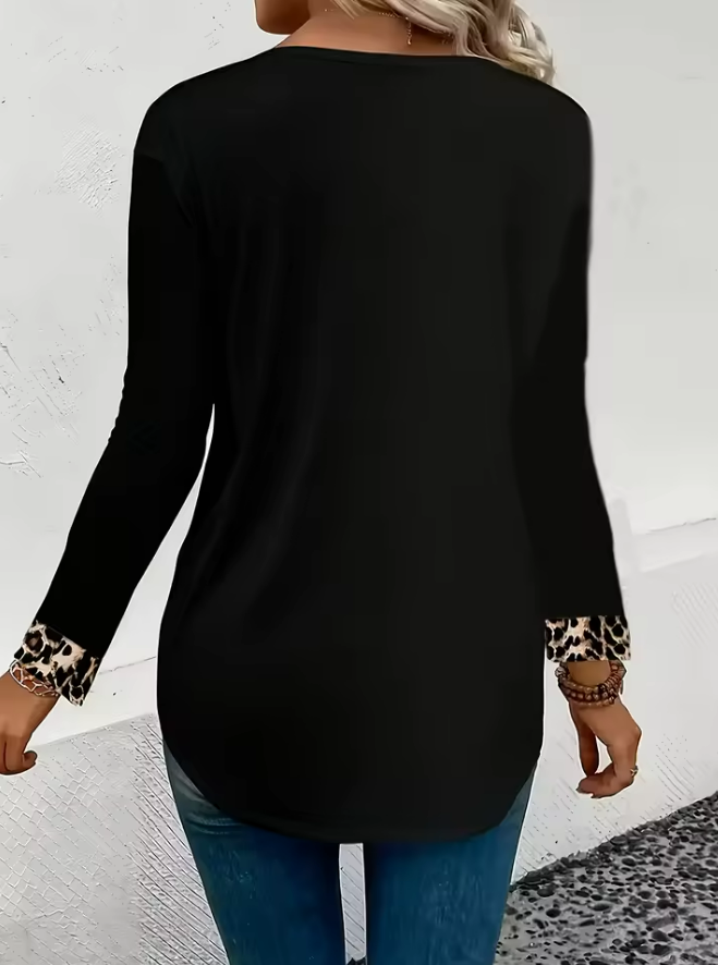 T-Shirt w Stylu Casual z Wzorem Lamparta