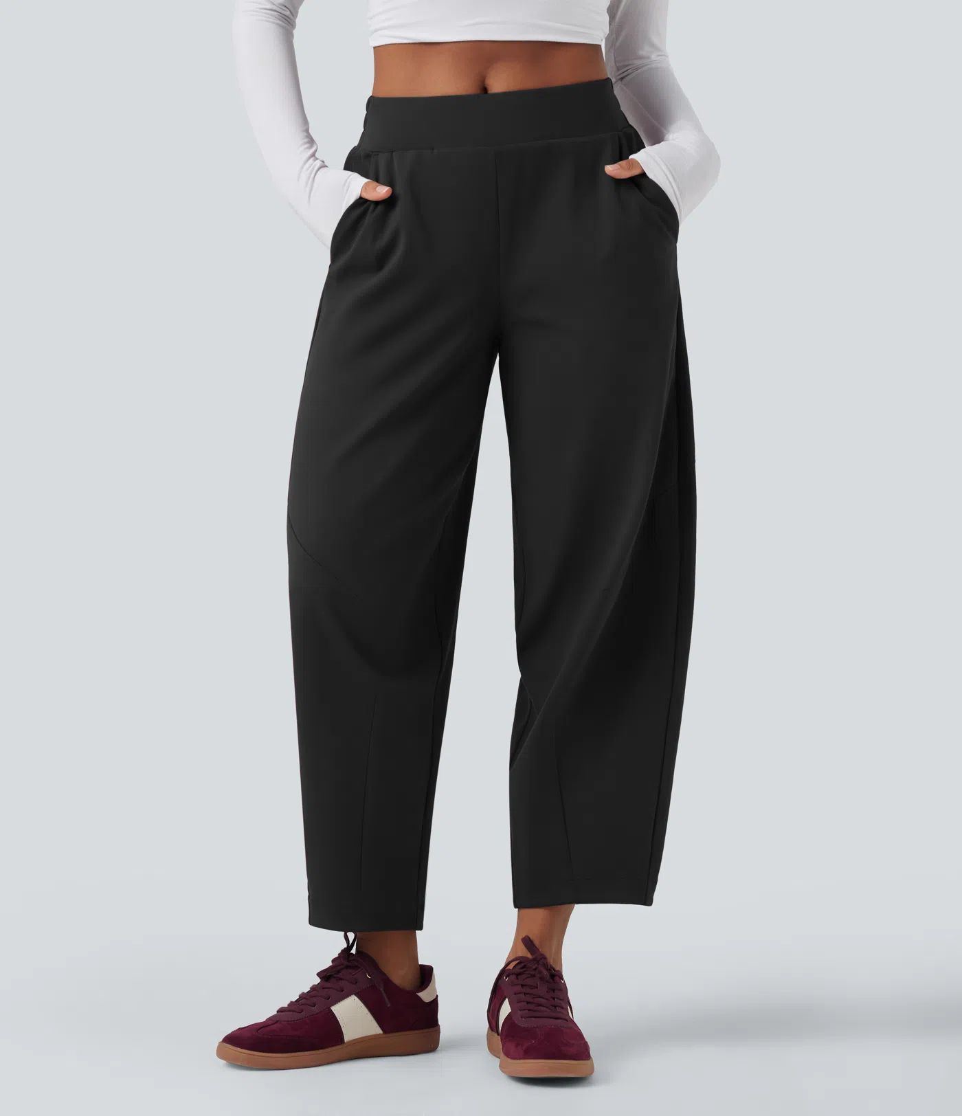 DayStretch – Casualowe Spodnie Barrel 7/8 z Kieszeniami